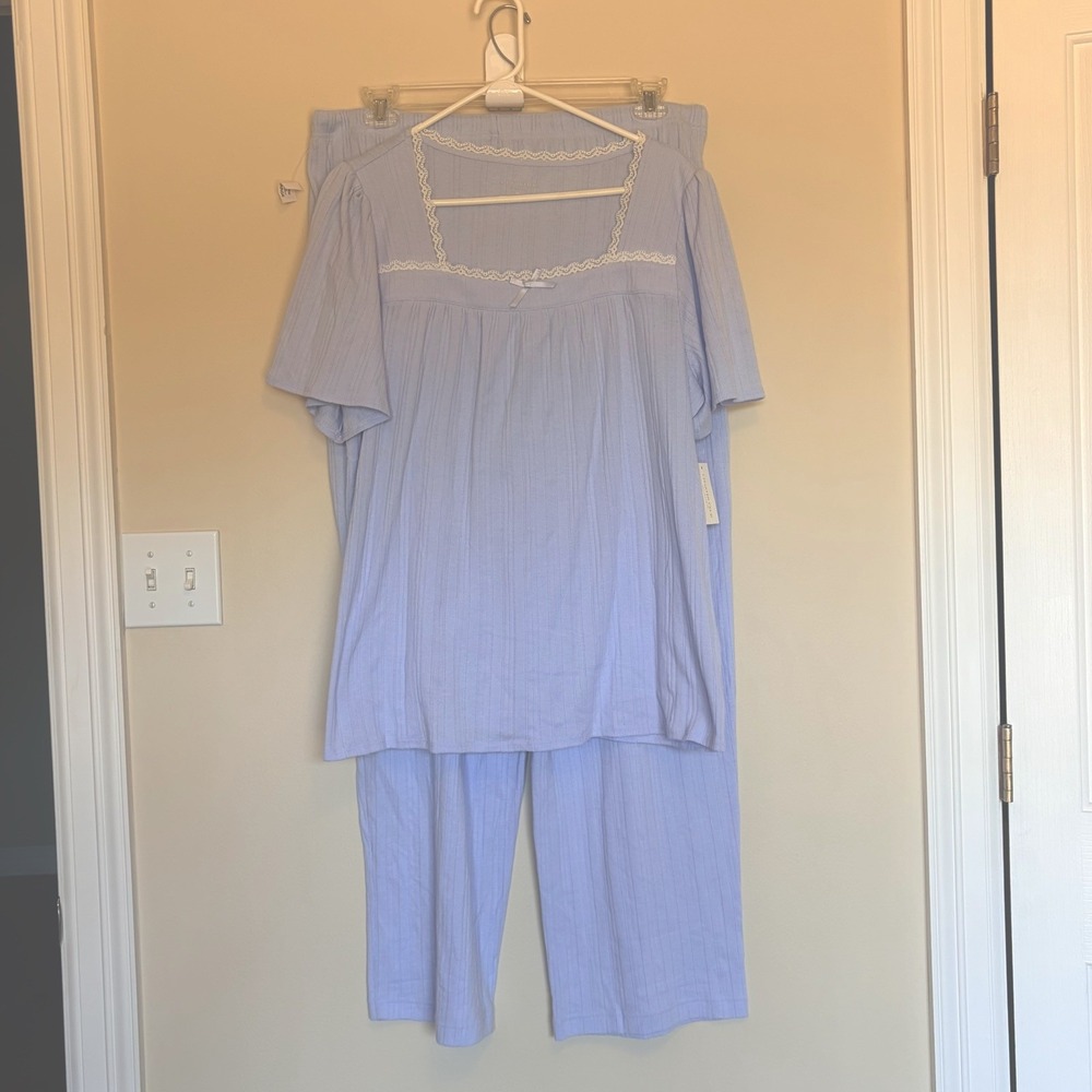 Charter Club Periwinkle Short-Sleeve Pointelle Knit Pajama Set 100210563 XL NWT